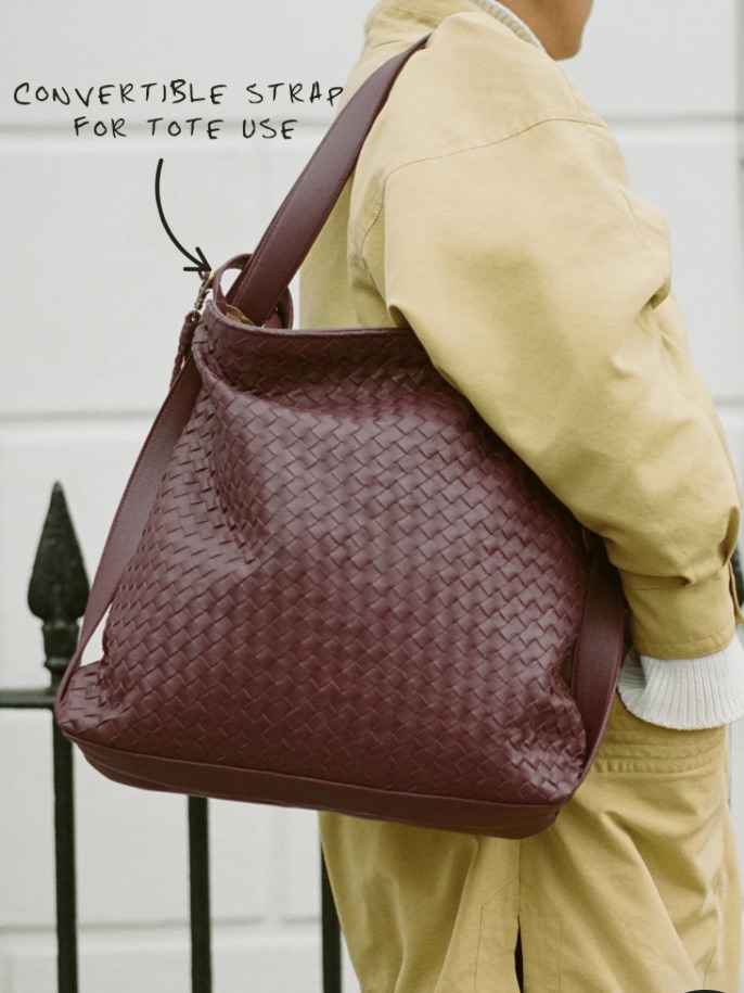 Mandrn Woven Evra Tote - Burgundy Shoulder Bag